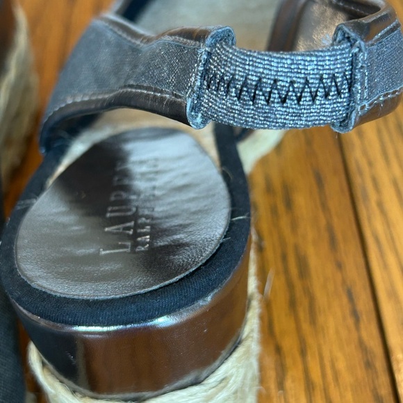 Lauren Ralph Lauren Silver Metallic Slide-On Slingback Wedges Bow - Picture 7 of 14